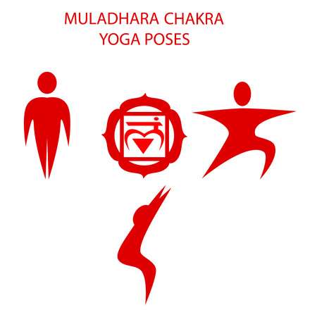 Yoga poses for Muladhara chakra activationのイラスト素材