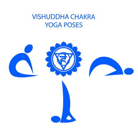 Yoga poses for Vishuddha chakra activationのイラスト素材