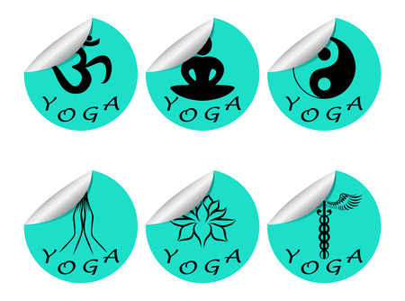 Stickers set of YOGAのイラスト素材