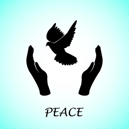 Hands holding dove. Peace concept.のイラスト素材