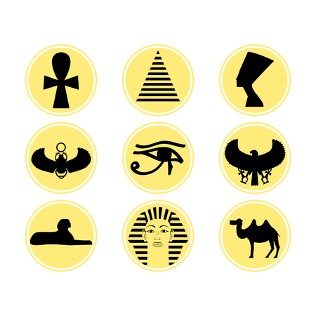 Egyptian icons set. Vector illustration.のイラスト素材