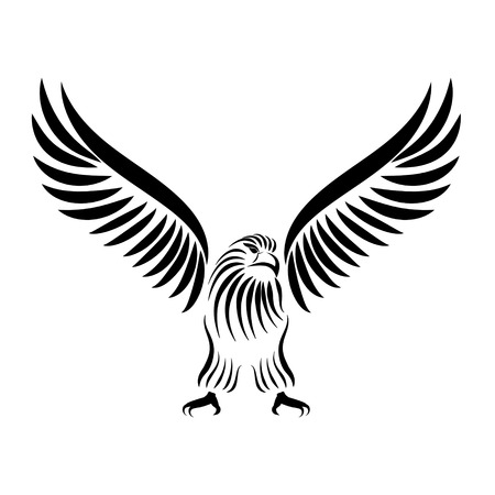 Black silhouette of eagle isolated on white backgroundのイラスト素材