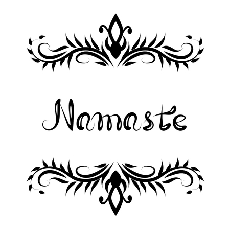 Indian greeting banner Namaste,  handwritten lettering for your designのイラスト素材