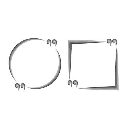 Quote frames templates vector illustration. Black and Grey Ink Brushのイラスト素材