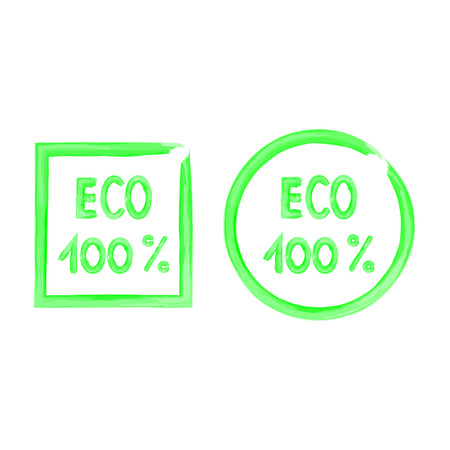Watercolor brush 100 percent eco icons illustrationのイラスト素材