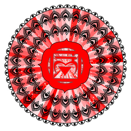 Circle mandala pattern. Muladhara chakra illustration.のイラスト素材