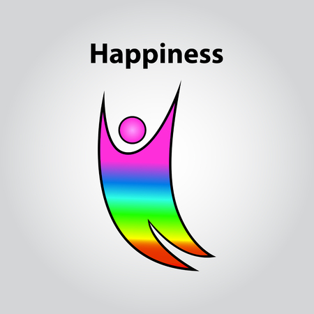 Happiness vector icon. Symbolic figure of happy person.のイラスト素材