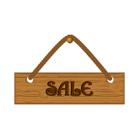 Wooden banner with the inscription sale. Vector illustration.のイラスト素材