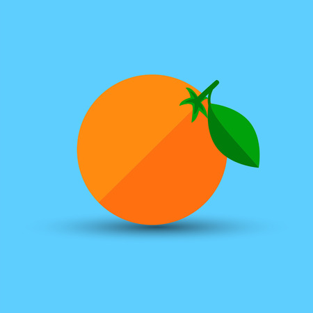 Orange fruit with shadow on blue background vector illustrationのイラスト素材