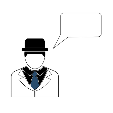 Businessman with speech bubble. Vector illustration.のイラスト素材