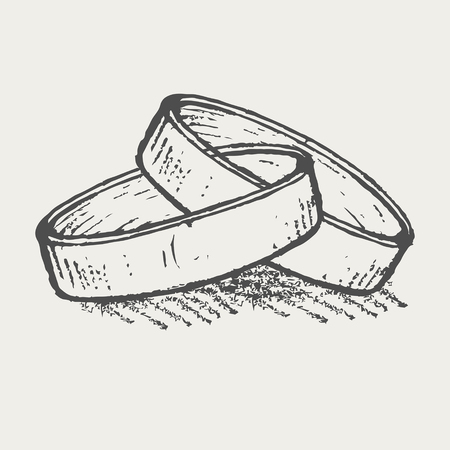 Wedding rings sketch. Vector illustration.のイラスト素材