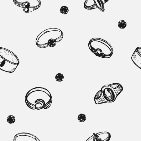 Hand drawn seamless pattern with rings vector illustrationのイラスト素材
