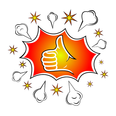 Thumb up. Comic book explosion. Vector illustration.のイラスト素材