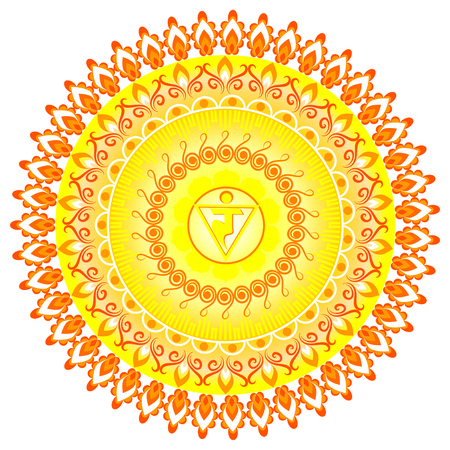 Circle mandala pattern. Manipura chakra vector illustration.のイラスト素材