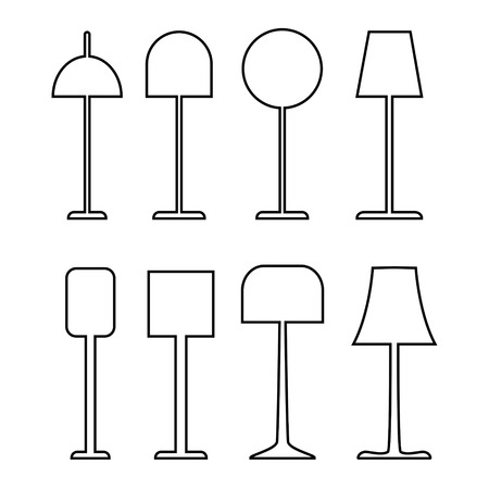 Set of electric floor lamps outline vector illustration on white background.のイラスト素材