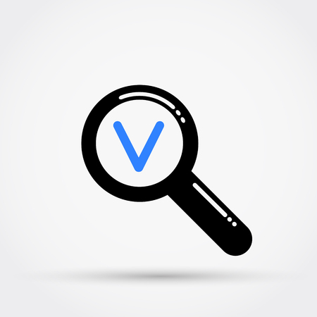 Check mark under magnifying glass icon.のイラスト素材