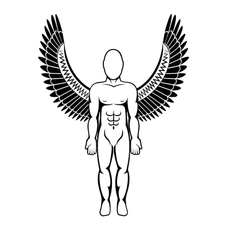 Man with wings. Angel figure. Vector illustration.のイラスト素材