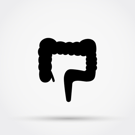 Black silhouette of  large intestine vector icon.のイラスト素材