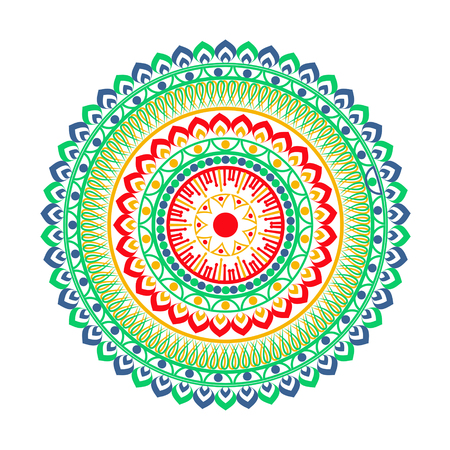 Circle mandala pattern. Decorative round ornament. Yoga logo, background for meditation poster. Oriental vector.のイラスト素材