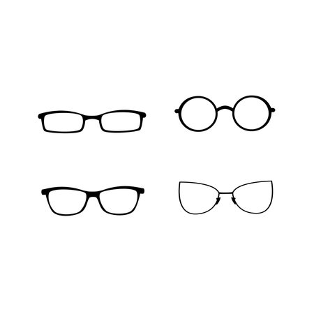 Set of glasses isolated on white background, vector illustration.のイラスト素材