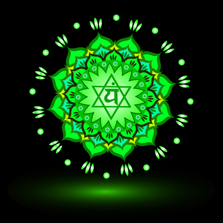 Circle mandala pattern. Anahata chakra vector illustration.のイラスト素材