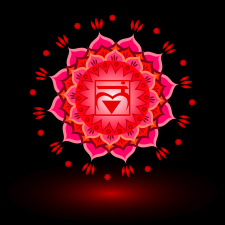 Circle mandala pattern. Muladhara chakra vector illustration.のイラスト素材