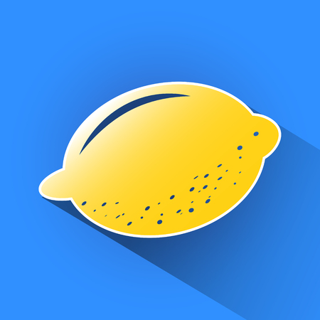 Lemon icon with long shadow in blue background.のイラスト素材