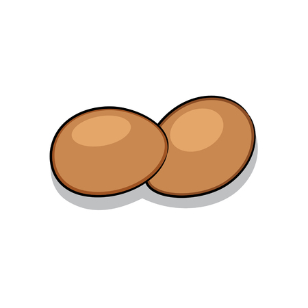 Two brown eggs with shadow isolated on white background. Vector illustration.のイラスト素材