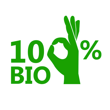 100 % bio vector icon. Hundred percent natural flat illustration.のイラスト素材