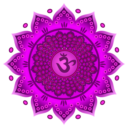 Circle mandala pattern. Sahasrara chakra vector illustration.のイラスト素材