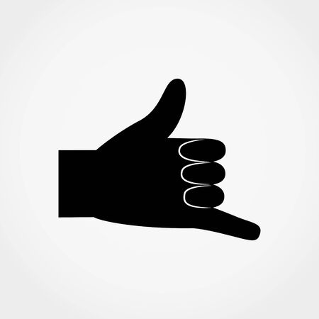 Black silhouette of hand gesture CALL ME. Simple flat design vector icon.のイラスト素材