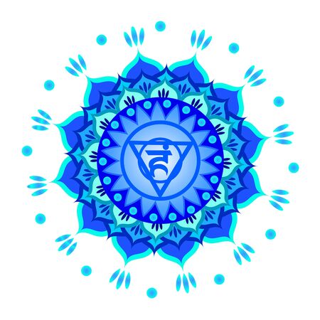 Circle mandala pattern. Vishuddha chakra vector illustration.のイラスト素材