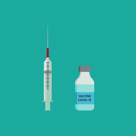 Vaccine against coronavirus COVID-19. Healthcare concept. Flat vector illustration.のイラスト素材