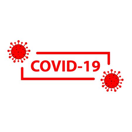 Text COVID-19 with coronavirus cells. Banner. Vector illustration.のイラスト素材