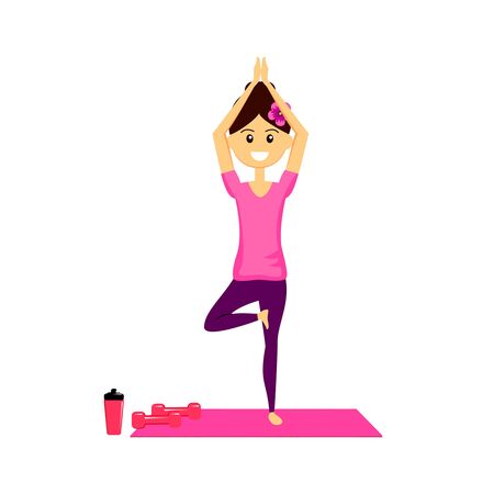 Vector illustration of beautiful woman character doing yoga.のイラスト素材