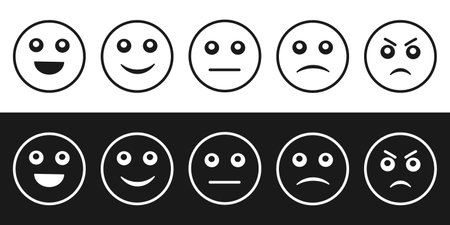 Set of Emoticons. Set of Emoji. Feedback in form of emotions. Vector illustrationのイラスト素材