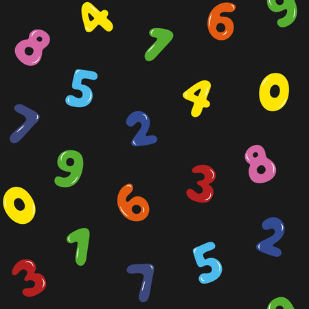 Seamless pattern with color numbers. Kids vector illustrationのイラスト素材