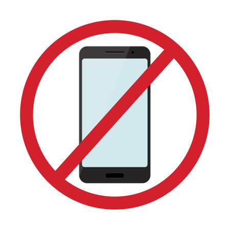 No phone icon on white background. Digital detox. Flat vector illustrationのイラスト素材