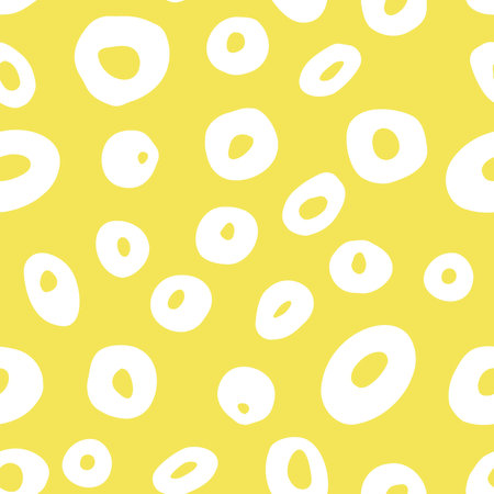 Abstract seamless pattern with white ovals on yellow background. Vector illustrationのイラスト素材