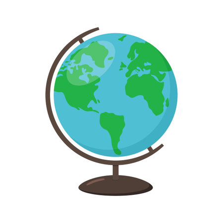 Globe isolated on white background. Flat vector illustrationのイラスト素材