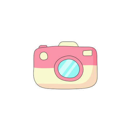 Camera doodle icon isolated on white background. Vector illustrationのイラスト素材