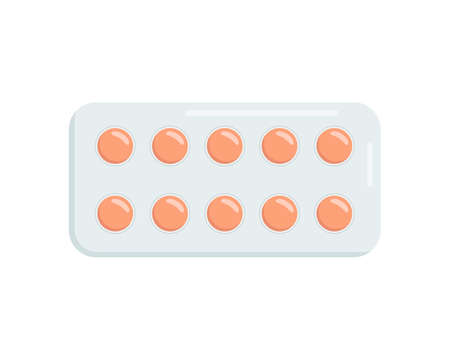 Blister with pills isolated on white background. Vector illustrationのイラスト素材