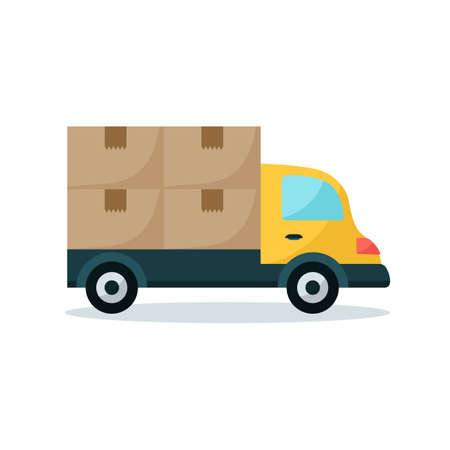 Cargo truck with boxes isolated on white background. Vector illustrationのイラスト素材