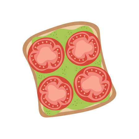 Vegan sandwich with tomatoes isolated on white background. Vector illustrationのイラスト素材