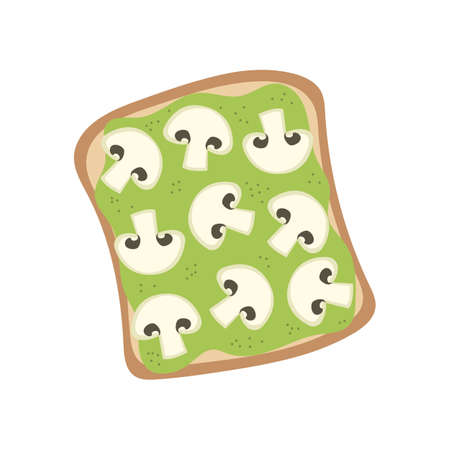 Vegan sandwich with mushrooms isolated on white background. Vector illustrationのイラスト素材