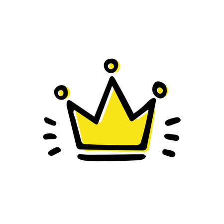 Hand-drawn crown icon isolated on white background. Vector illustrationのイラスト素材