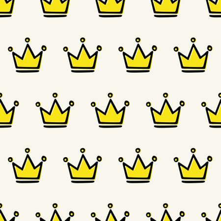 Seamless pattern with a hand-drawn crown. Vector illustrationのイラスト素材