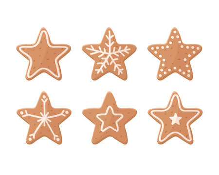 Set of Christmas cookies on white background. Vector illustrationのイラスト素材