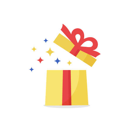 Open gift box isolated on white background. Vector illustrationのイラスト素材