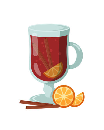 Mulled wine isolated on white background. Vector illustrationのイラスト素材